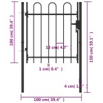 vidaXL Poartă de gard cu o ușă, vârf arcuit, negru, 1 x 1 m, oțel vidaXL Poartă de gard cu o ușă, vârf arcuit, negru, 1 x 1 m, oțel