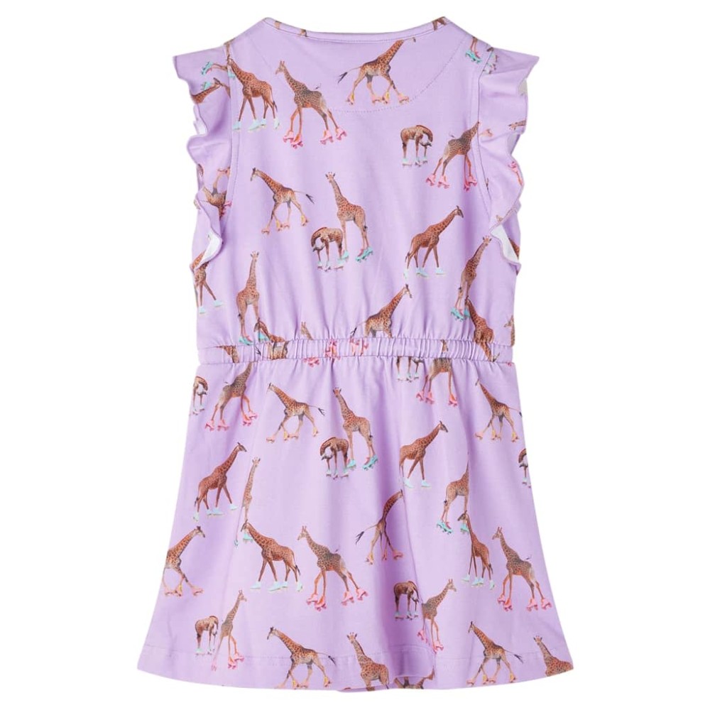 Rochie de copii, mâneci cu volane șnur talie, lila 128
