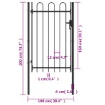 vidaXL Poartă de gard cu o ușă, vârf arcuit, negru, 1 x 1,5 m, oțel