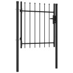vidaXL Poartă de gard cu o ușă, vârf ascuțit, negru, 1 x 1 m, oțel vidaXL Poartă de gard cu o ușă, vârf ascuțit, negru, 1 x 1 m, oțel