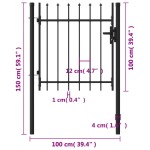vidaXL Poartă de gard cu o ușă, vârf ascuțit, negru, 1 x 1 m, oțel vidaXL Poartă de gard cu o ușă, vârf ascuțit, negru, 1 x 1 m, oțel