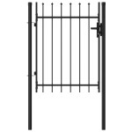 vidaXL Poartă de gard, o ușă, cu vârf suliță, negru, 1 x 1,2 m, oțel vidaXL Poartă de gard, o ușă, cu vârf suliță, negru, 1 x 1,2 m, oțel