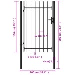 vidaXL Poartă de gard cu o ușă, vârf ascuțit, negru, 1 x 1,5 m, oțel vidaXL Poartă de gard cu o ușă, vârf ascuțit, negru, 1 x 1,5 m, oțel