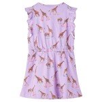 Rochie de copii, mâneci cu volane șnur talie, lila 140