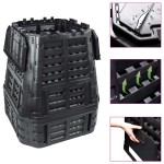vidaXL Compostor de grădină, negru, 93,3x93,3x113 cm, 740 L vidaXL Compostor de grădină, negru, 93,3x93,3x113 cm, 740 L