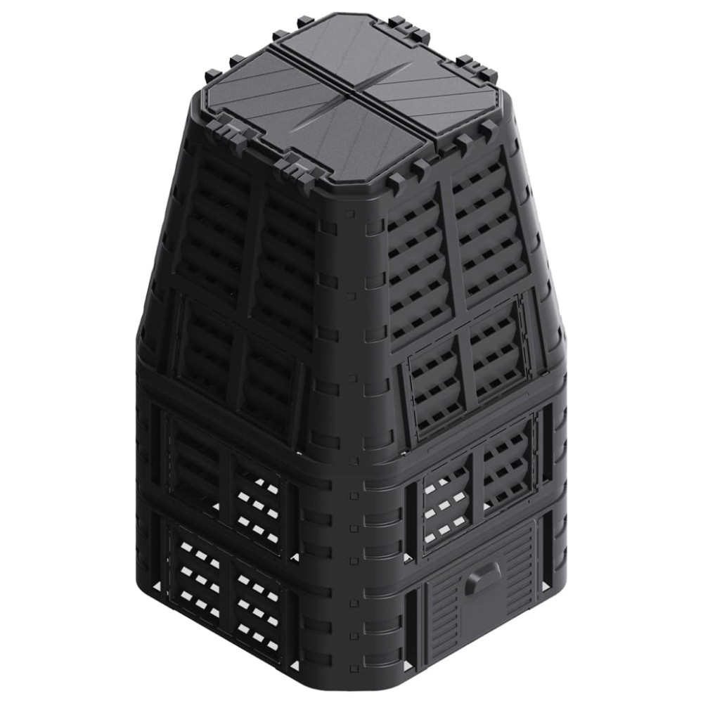 vidaXL Compostor de grădină, negru, 93,3x93,3x146 cm, 1000 L