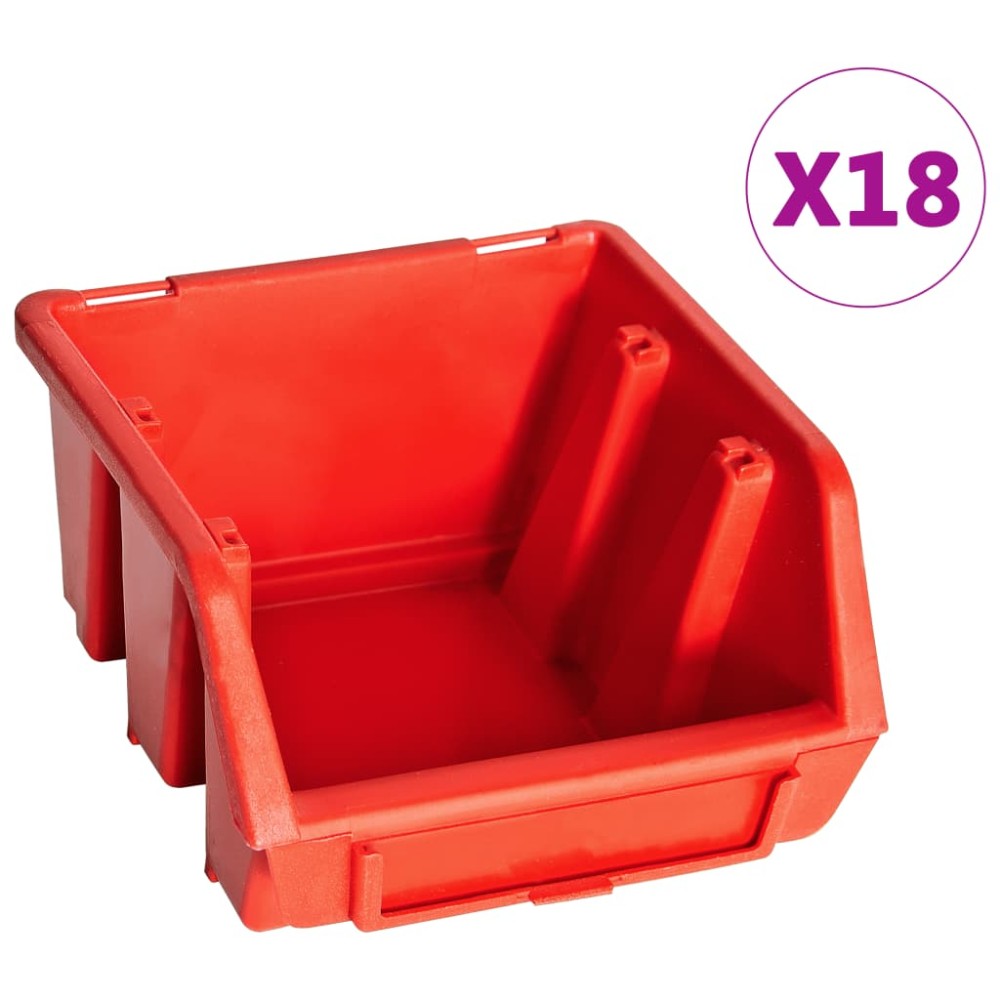 vidaXL Set cutii depozitare 32 piese cu panouri de perete, roșu&negru