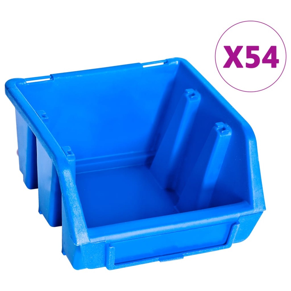vidaXL Set coșuri de depozitare 96 piese cu panouri de perete albastru
