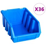 vidaXL Set coșuri de depozitare 96 piese cu panouri de perete albastru