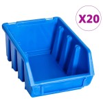 vidaXL Cutii de depozitare stivuibile, 20 buc., albastru, plastic vidaXL Cutii de depozitare stivuibile, 20 buc., albastru, plastic