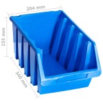 vidaXL Cutii de depozitare stivuibile, 14 buc., albastru, plastic vidaXL Cutii de depozitare stivuibile, 14 buc., albastru, plastic