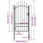 vidaXL Poartă de grădină, negru, 1 x 2,5 m, oțel