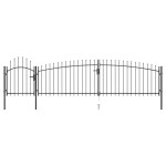 vidaXL Poartă gard pentru grădină cu vârf suliță, negru 5 x 1,5 m