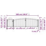 vidaXL Poartă gard pentru grădină cu vârf suliță, negru, 5 x 2 m vidaXL Poartă gard pentru grădină cu vârf suliță, negru, 5 x 2 m