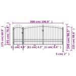 vidaXL Poartă gard pentru grădină cu vârf suliță, negru 5 x 2,45 m
