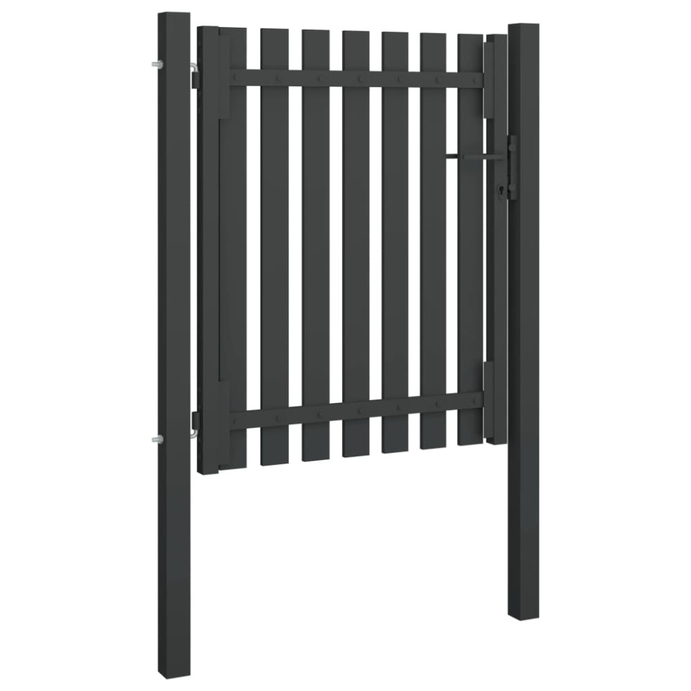 vidaXL Poartă de gard grădină, antracit, 1 x 1,5 m, oțel