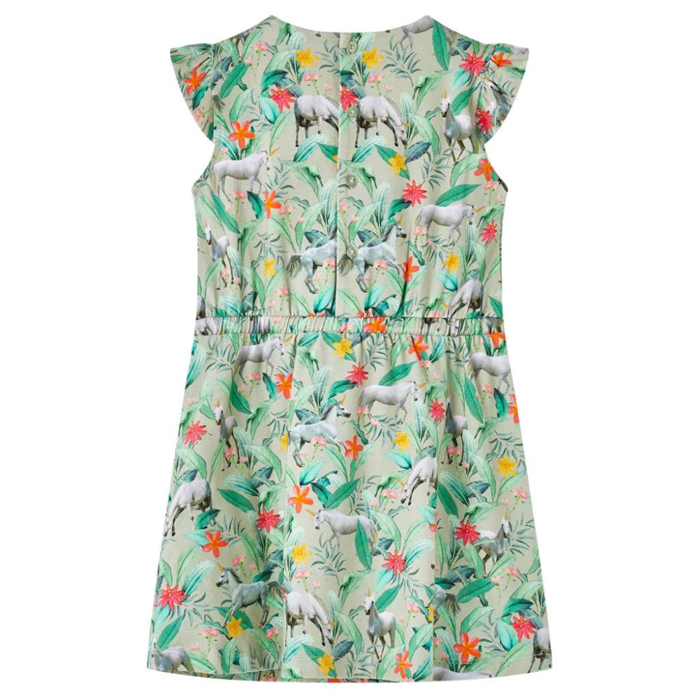 Rochie copii cu mâneci largi kaki deschis 104