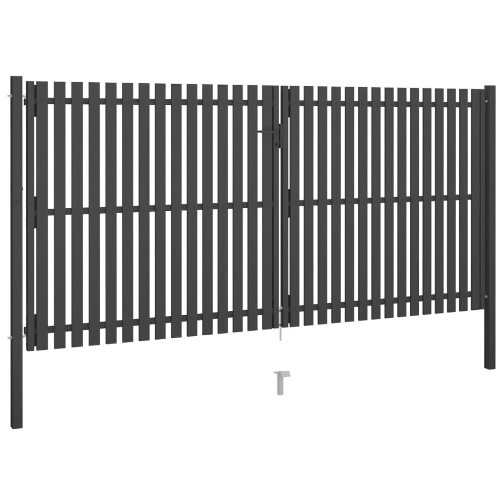 vidaXL Poartă de gard grădină, antracit, 4 x 2,25 m, oțel