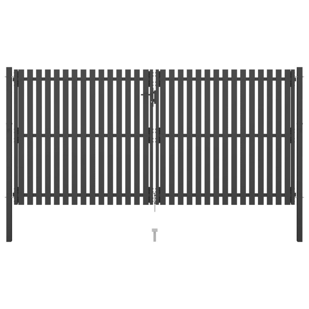 vidaXL Poartă de gard grădină, antracit, 4 x 2,25 m, oțel