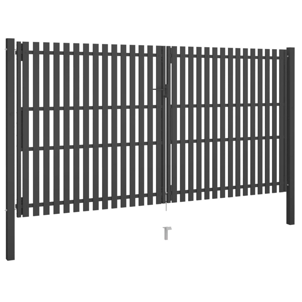vidaXL Poartă de gard grădină, antracit, 4 x 2,5 m, oțel