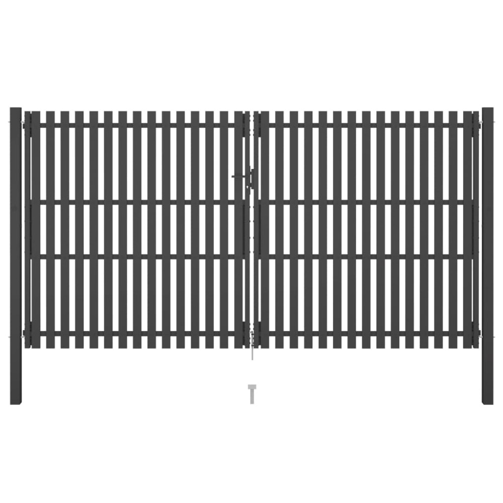 vidaXL Poartă de gard grădină, antracit, 4 x 2,5 m, oțel