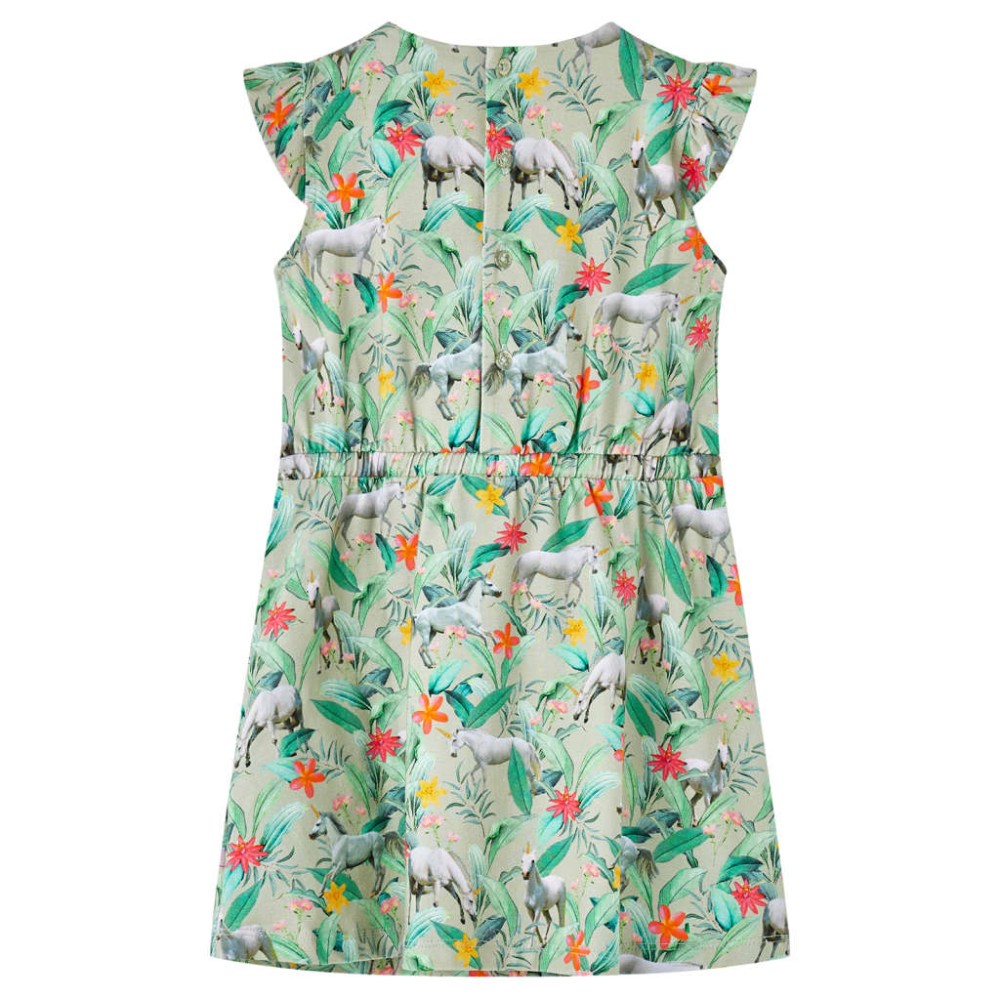 Rochie copii cu mâneci largi kaki deschis 140