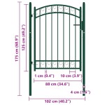vidaXL Poartă de gard cu arcadă, verde, 100x125 cm, oțel
