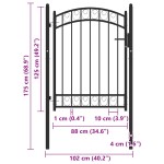 vidaXL Poartă de gard cu arcadă, negru, 100x125 cm, oțel