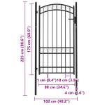 vidaXL Poartă de gard cu arcadă, negru, 100x175 cm, oțel