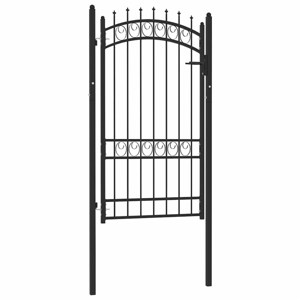 vidaXL Poartă de gard cu țepușe, negru, 100x175 cm, oțel