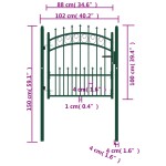 vidaXL Poartă de gard cu țepușe, verde, 100x100 cm, oțel