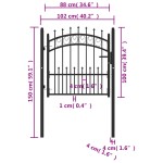 vidaXL Poartă de gard cu țepușe, negru, 100x100 cm, oțel