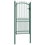 vidaXL Poartă de gard cu țepușe, verde, 100x200 cm, oțel