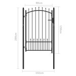 vidaXL Poartă de gard cu țepi cu blocare Negru 100 x 150 cm