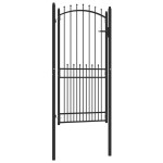 vidaXL Poartă de gard cu țepi cu blocare Negru 100 x 200 cm