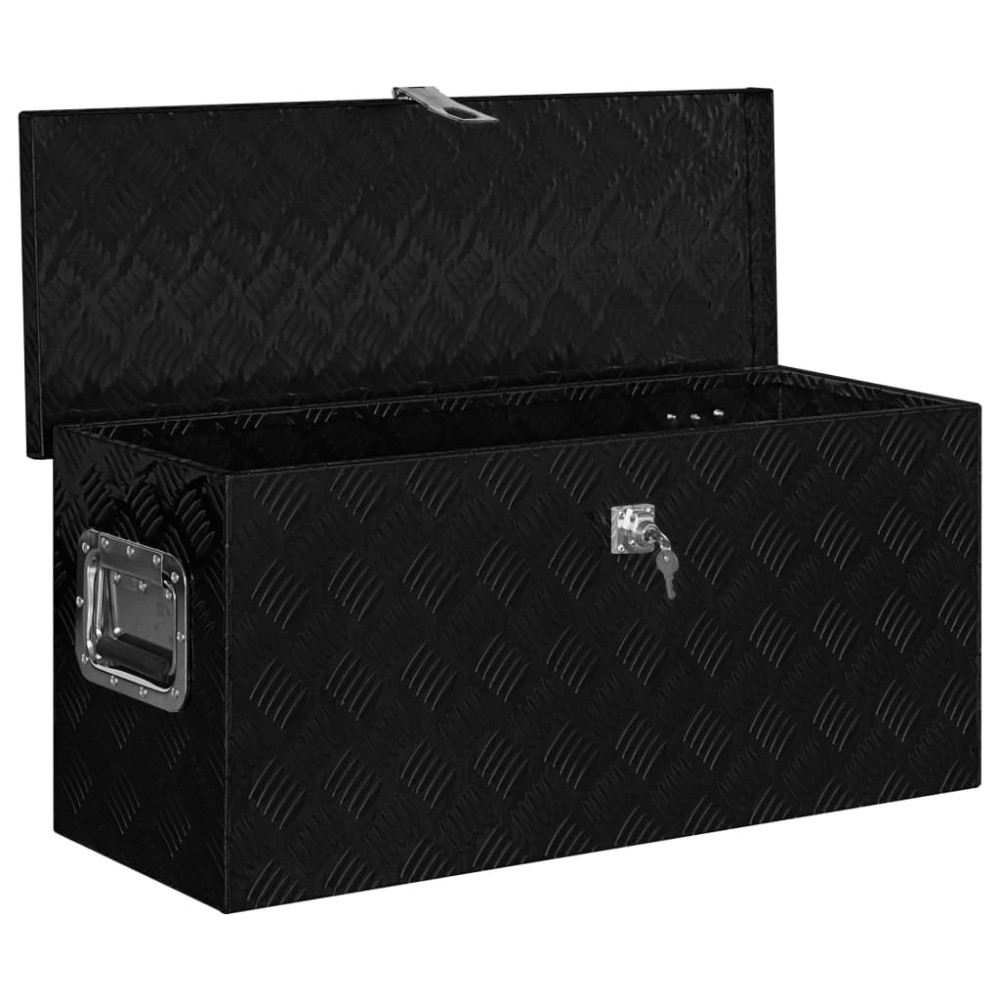 vidaXL Ladă de aluminiu, negru, 80 x 30 x 35 cm