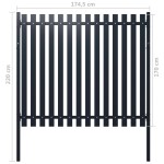vidaXL Panou de gard antracit 178x170 cm oțel vopsit în câmp electrostatic vidaXL Panou de gard antracit 178x170 cm oțel vopsit în câmp electrostatic