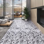 vidaXL Plăci pardoseală autoadezive, model gri, 4,46 m², PVC, 3 mm vidaXL Plăci pardoseală autoadezive, model gri, 4,46 m², PVC, 3 mm