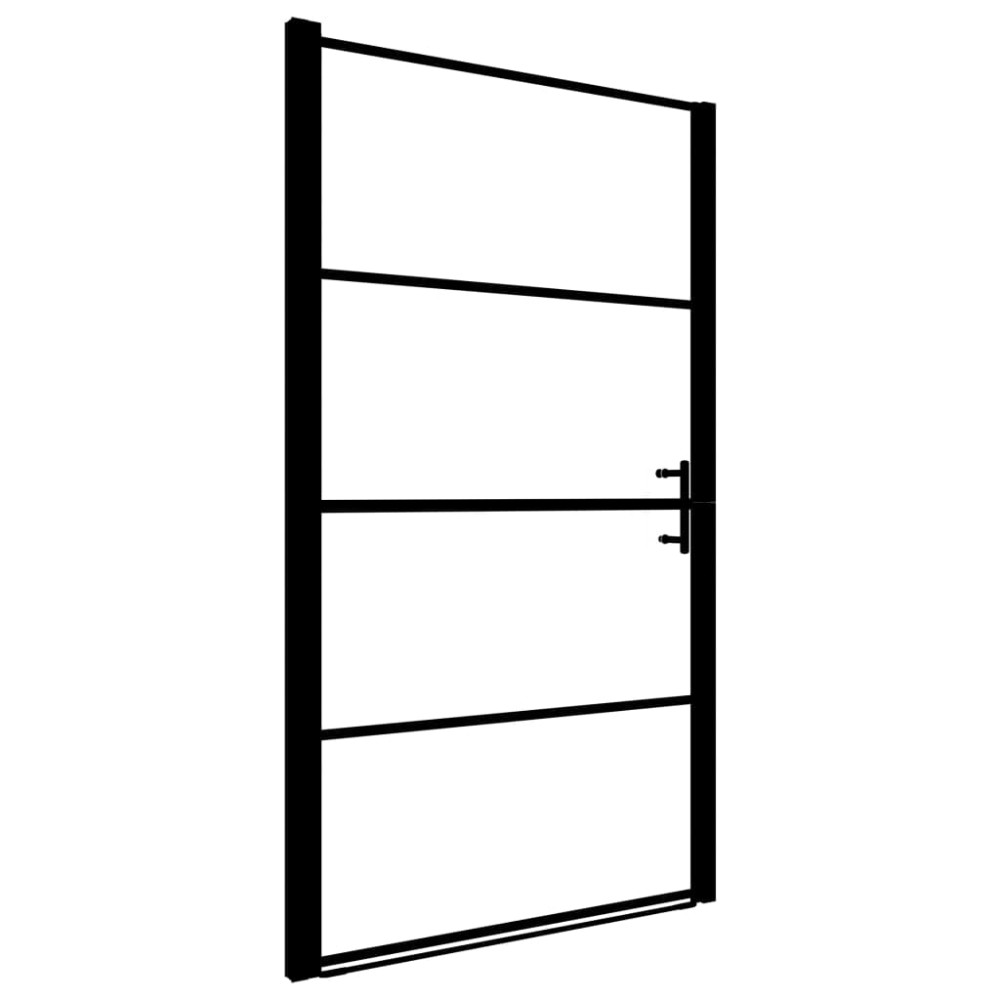 vidaXL Ușă de duș, negru, 91 x 195 cm, sticlă securizată mată