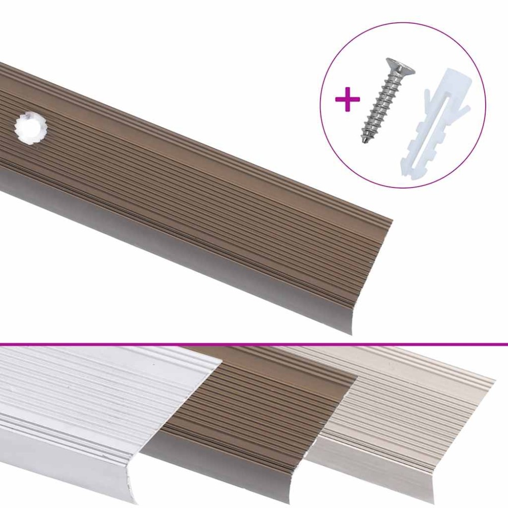 vidaXL Profile trepte în formă de L, 15 buc., maro, 90 cm, aluminiu