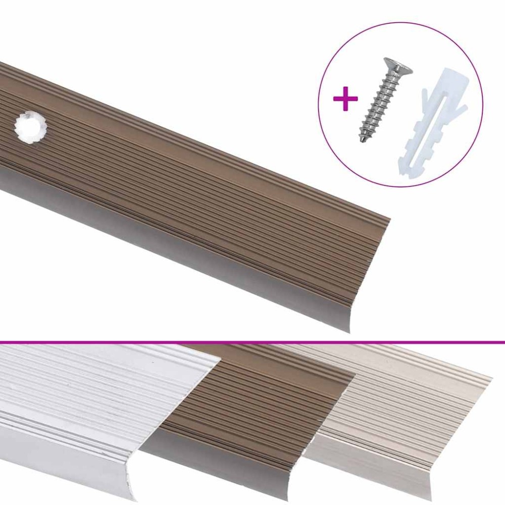 vidaXL Profile trepte în formă de L, 15 buc., maro, 100 cm, aluminiu