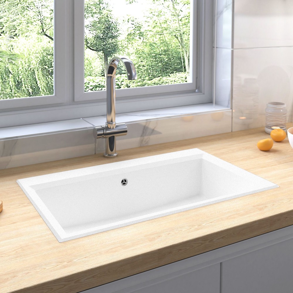 vidaXL Chiuveta de Bucătărie Alb 790x500x193 mm Granit