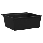 vidaXL Chiuvetă de bucătărie cu orificiu de preaplin, negru, granit vidaXL Chiuvetă de bucătărie cu orificiu de preaplin, negru, granit