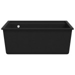 vidaXL Chiuvetă de bucătărie cu orificiu de preaplin, negru, granit vidaXL Chiuvetă de bucătărie cu orificiu de preaplin, negru, granit