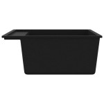 vidaXL Chiuvetă de bucătărie cu orificiu de preaplin, negru, granit vidaXL Chiuvetă de bucătărie cu orificiu de preaplin, negru, granit