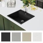 vidaXL Chiuvetă de bucătărie cu orificiu de preaplin, negru, granit vidaXL Chiuvetă de bucătărie cu orificiu de preaplin, negru, granit