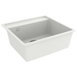 vidaXL Chiuvetă de bucătărie cu orificiu de preaplin, alb, granit vidaXL Chiuvetă de bucătărie cu orificiu de preaplin, alb, granit