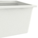 vidaXL Chiuvetă de bucătărie cu orificiu de preaplin, alb, granit vidaXL Chiuvetă de bucătărie cu orificiu de preaplin, alb, granit