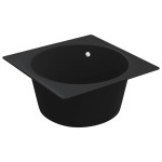 vidaXL Chiuvetă de bucătărie cu orificiu de preaplin, negru, granit vidaXL Chiuvetă de bucătărie cu orificiu de preaplin, negru, granit