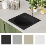 vidaXL Chiuvetă de bucătărie cu orificiu de preaplin, negru, granit vidaXL Chiuvetă de bucătărie cu orificiu de preaplin, negru, granit